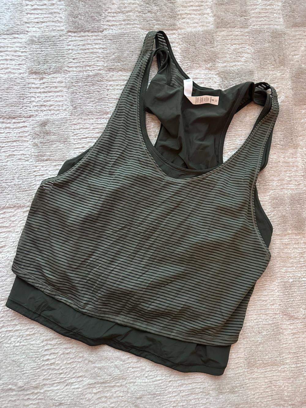 lululemon athletica Olive Green Striped Tank Top